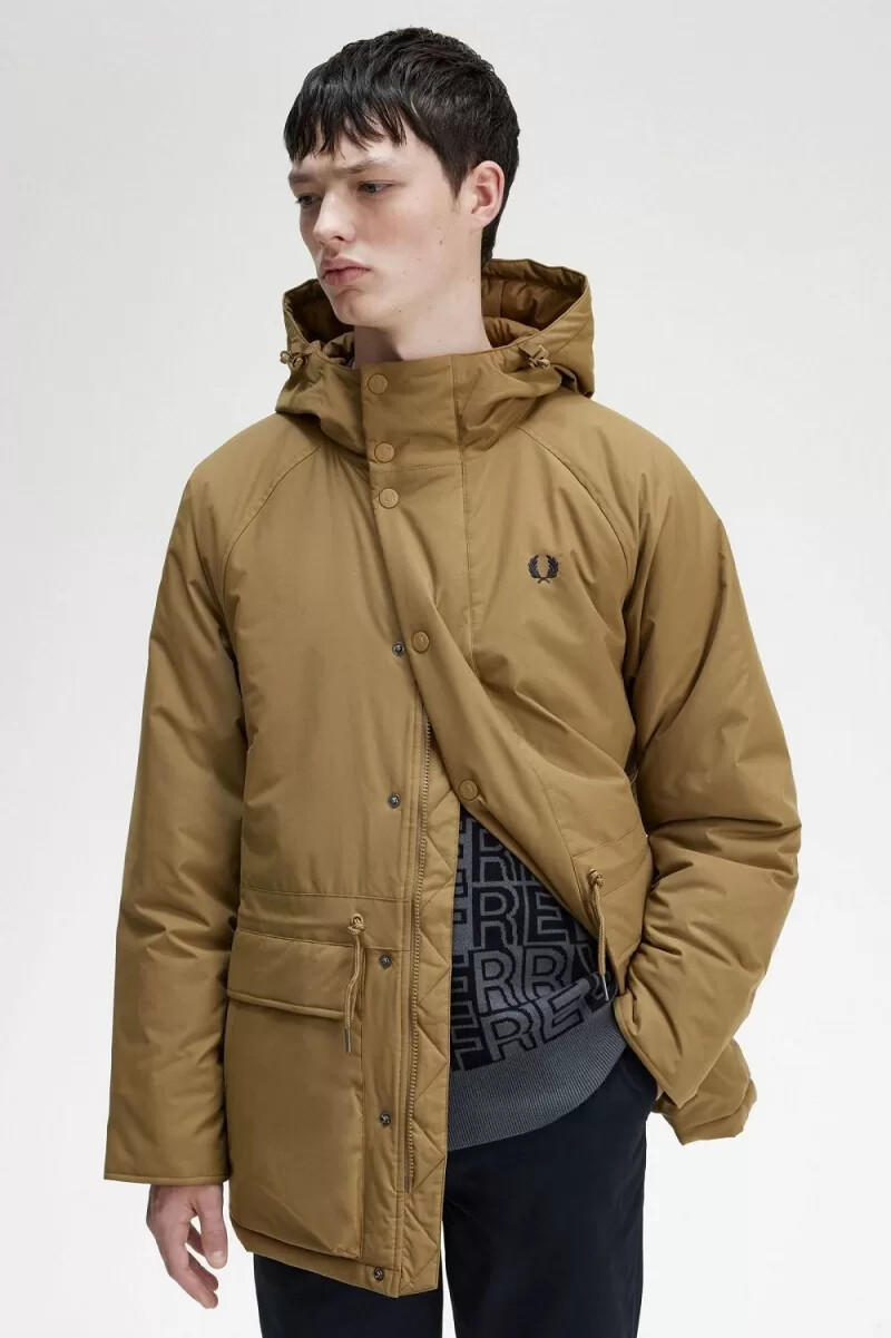 fred perry vadderade dragkedja herrjackor bruna