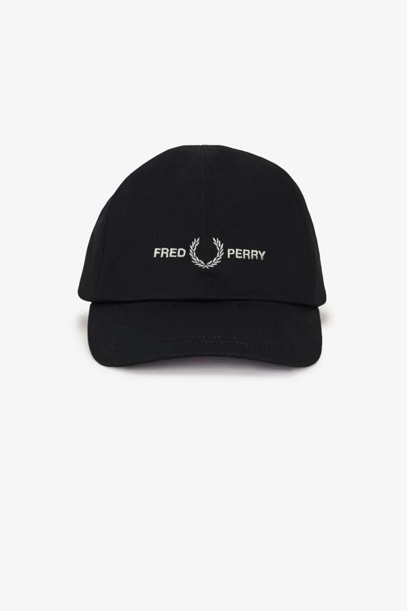 fred perry graphic branded twill herrkeps svart varmgrå
