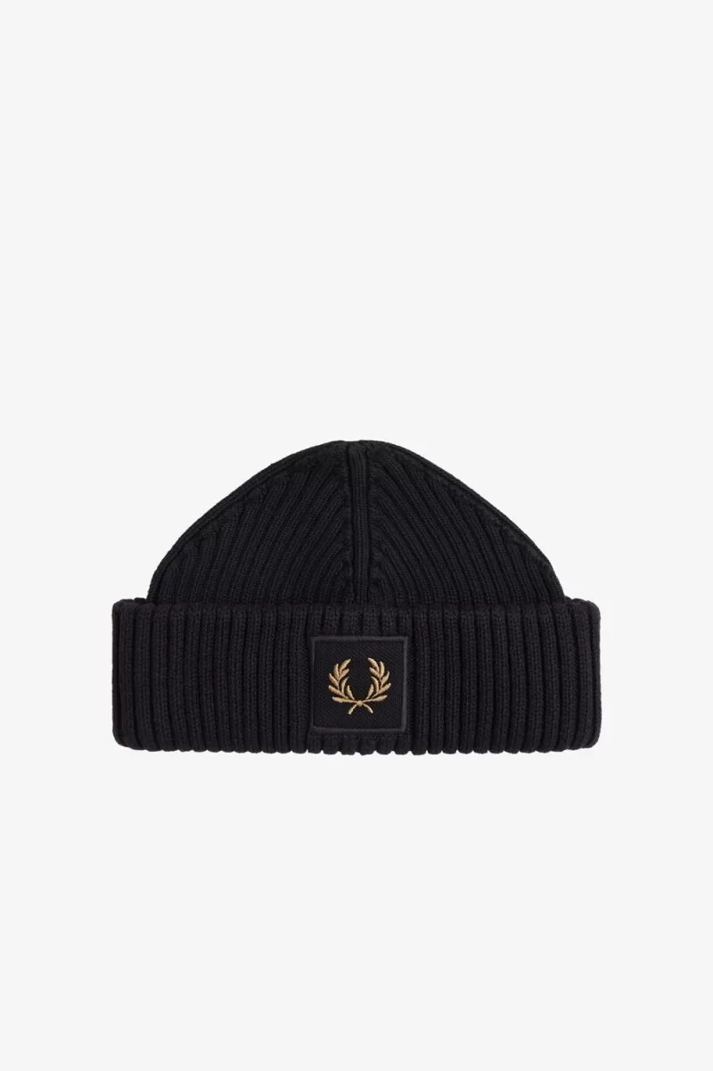 fred perry cotton rib herrkeps svart grön
