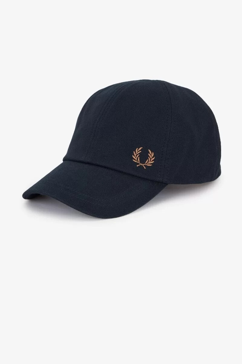fred perry classic pique herrkeps marinblå brun