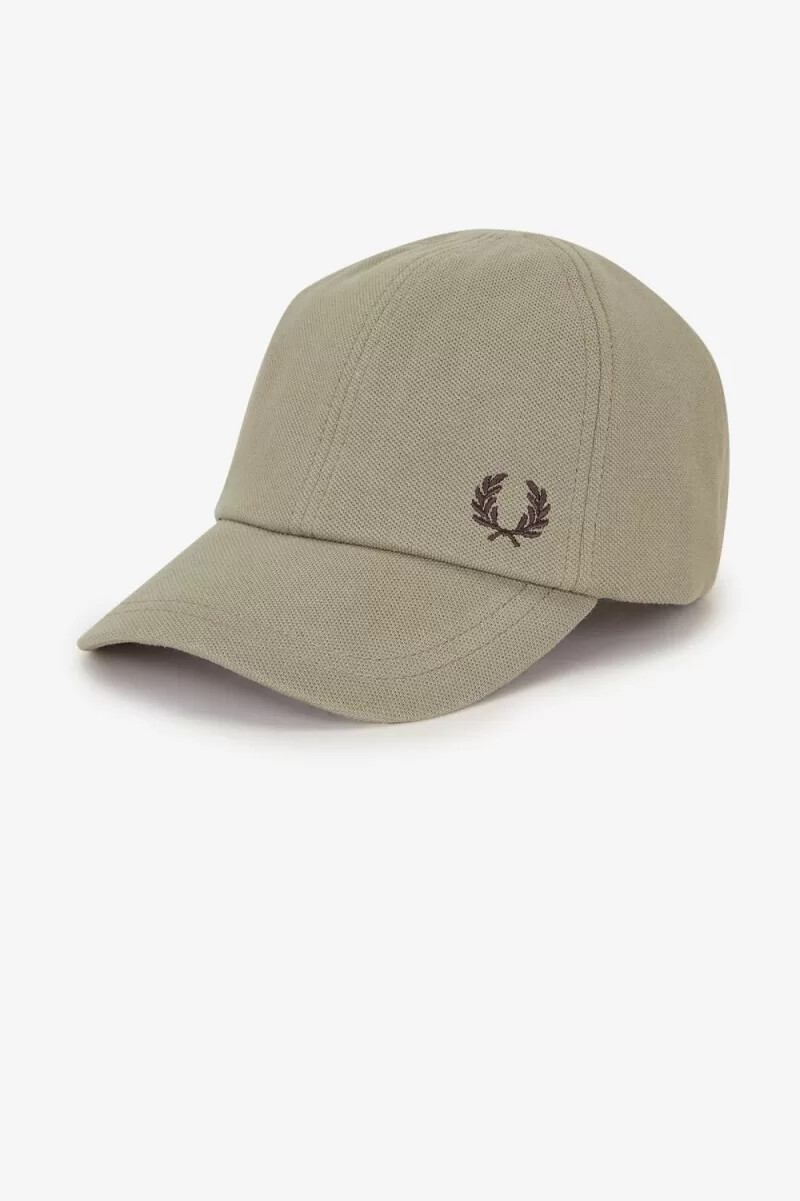 fred perry classic pique herrkeps varmgrå mörkröd