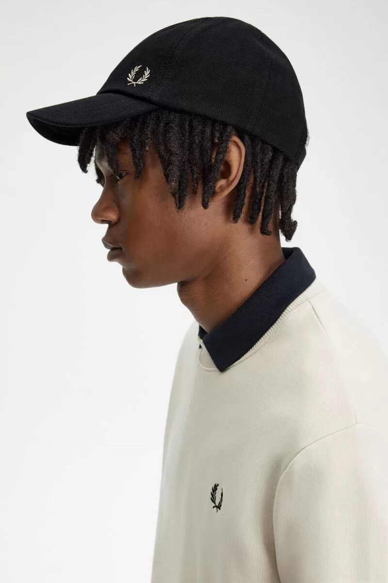fred perry classic pique herrkeps svart grön