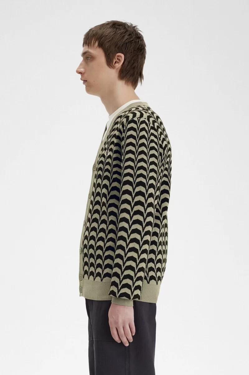 fred perry jacquard herrkofta varm grå