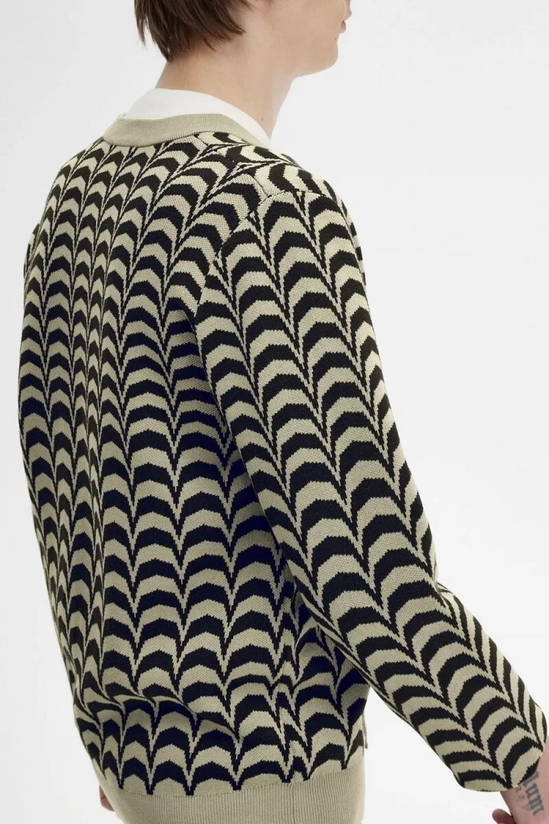 fred perry jacquard herrkofta varm grå