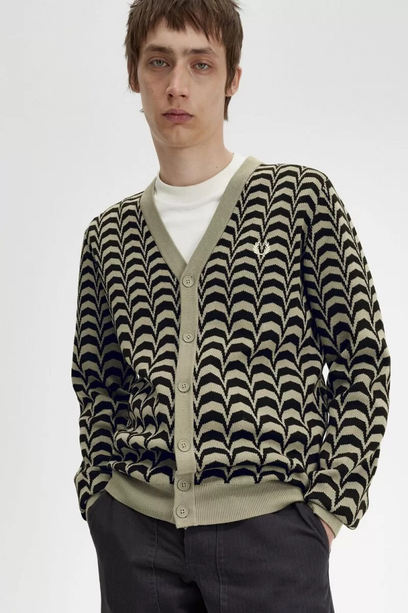 fred perry jacquard herrkofta varm grå