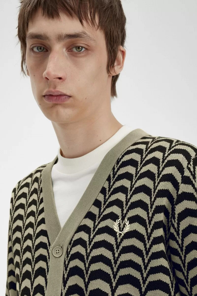 fred perry jacquard herrkofta varm grå