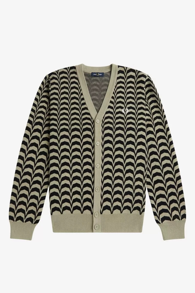 fred perry jacquard herrkofta varm grå