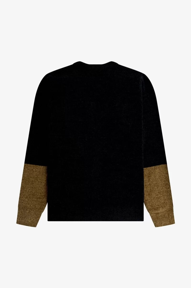 fred perry colour block chenille herrkofta svart