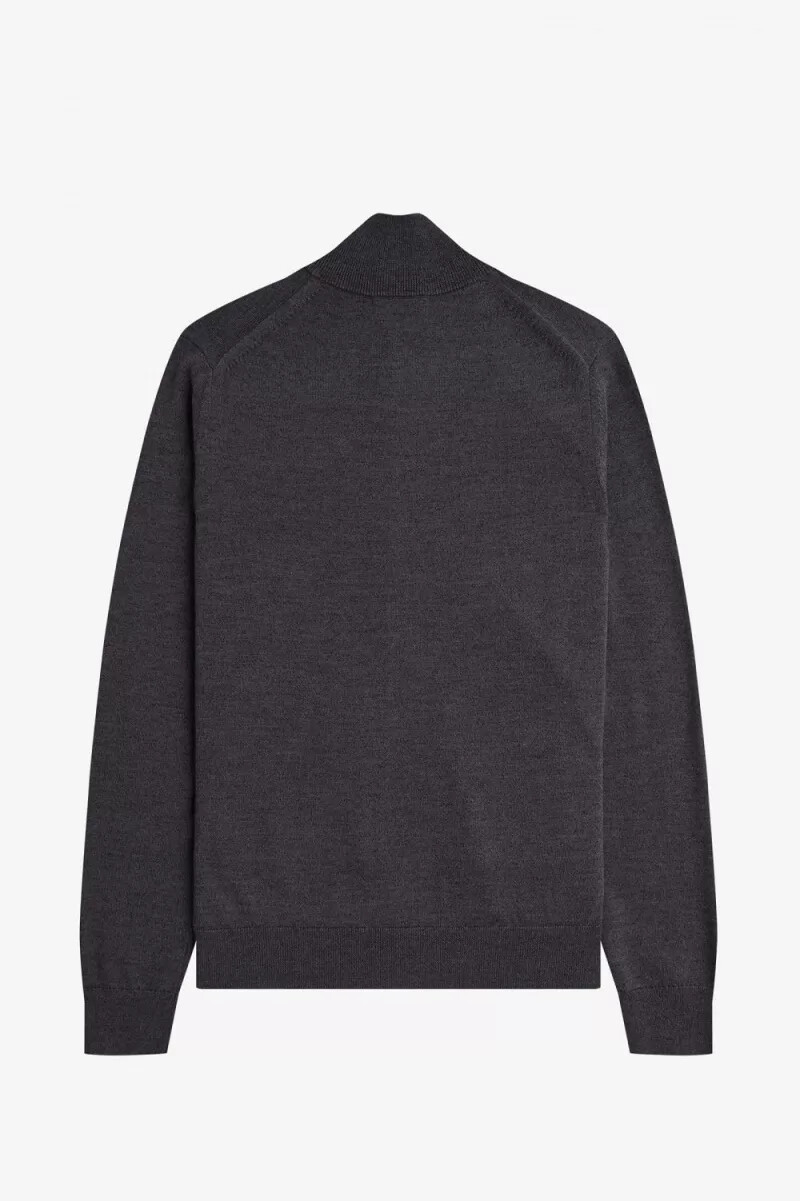 fred perry classic zip through herrkofta mörkgrå marl