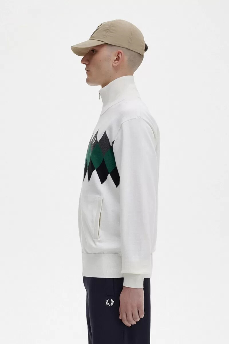 fred perry diamond intarsia herr kofta snövit