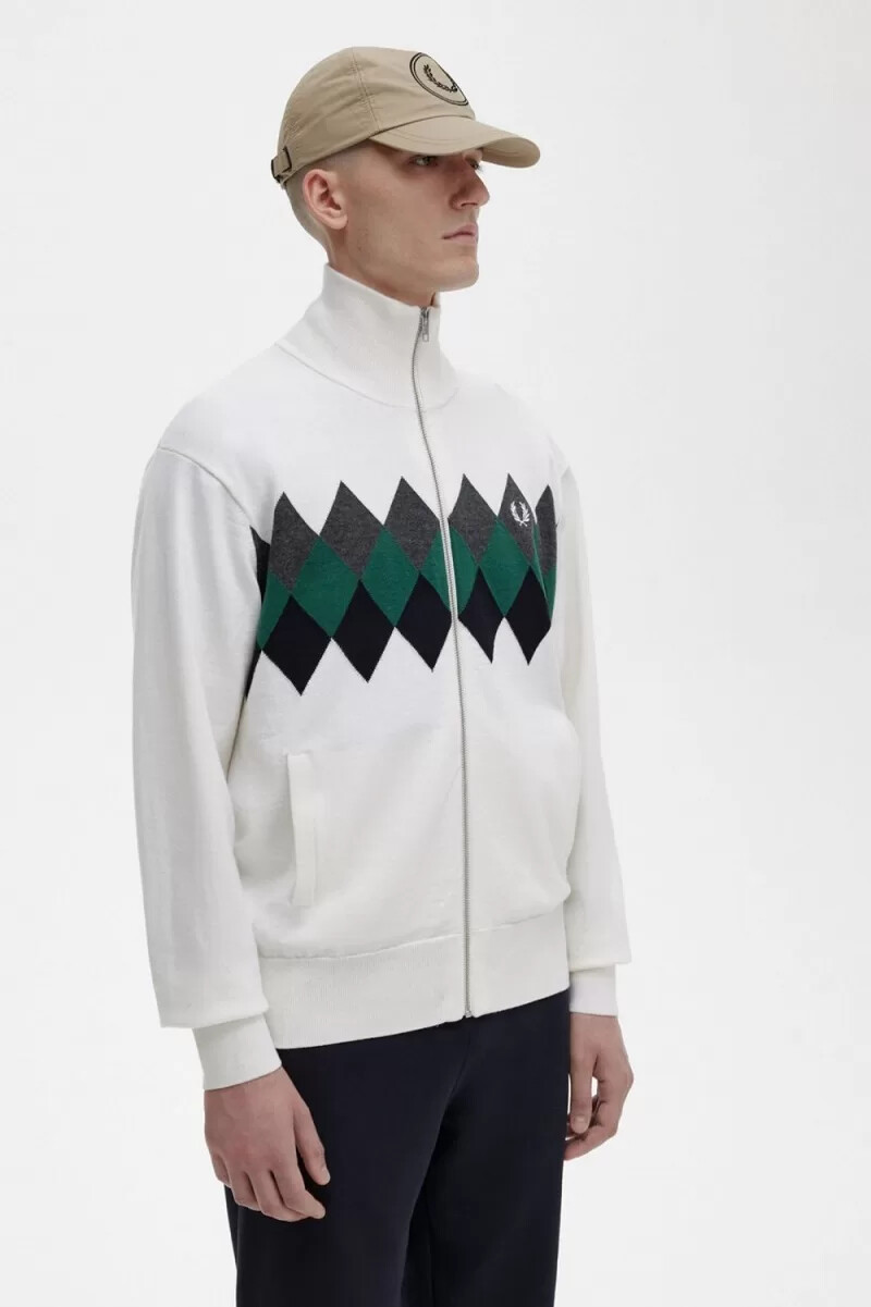 fred perry diamond intarsia herr kofta snövit