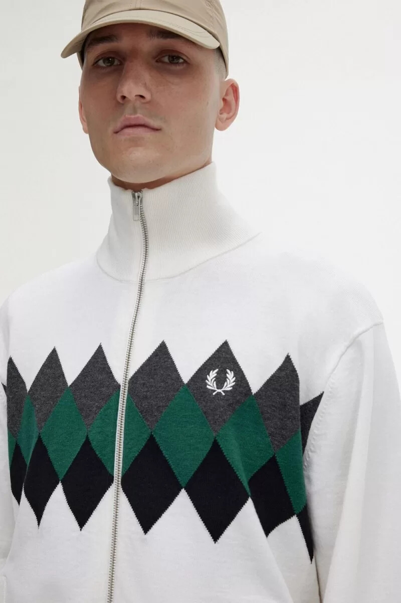 fred perry diamond intarsia herr kofta snövit