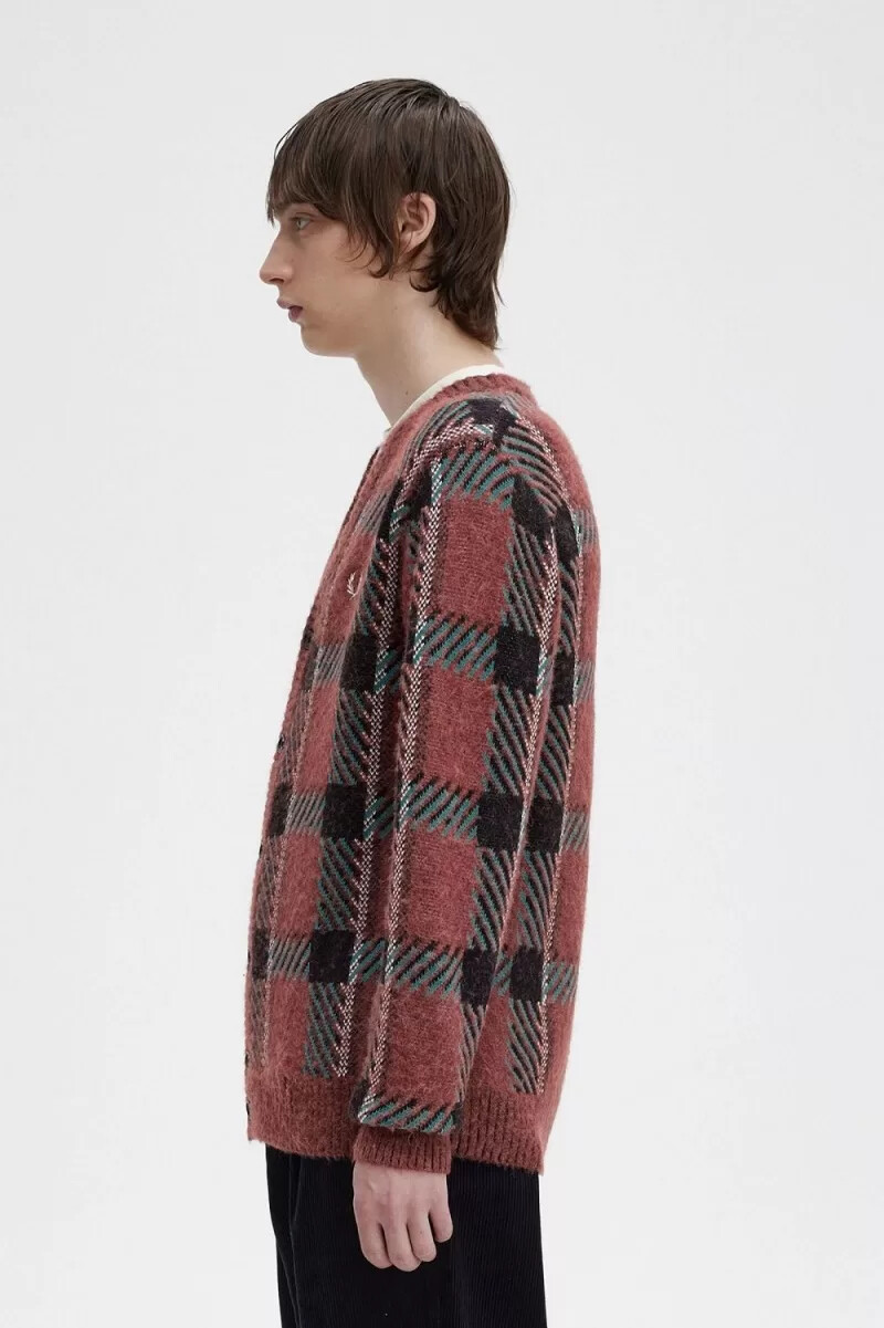 fred perry glitch tartan herr kofta whisky brun