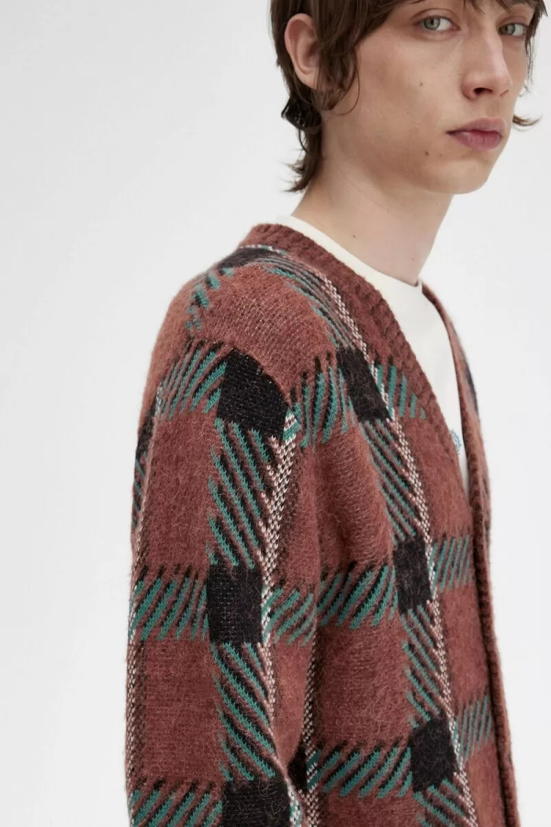 fred perry glitch tartan herr kofta whisky brun