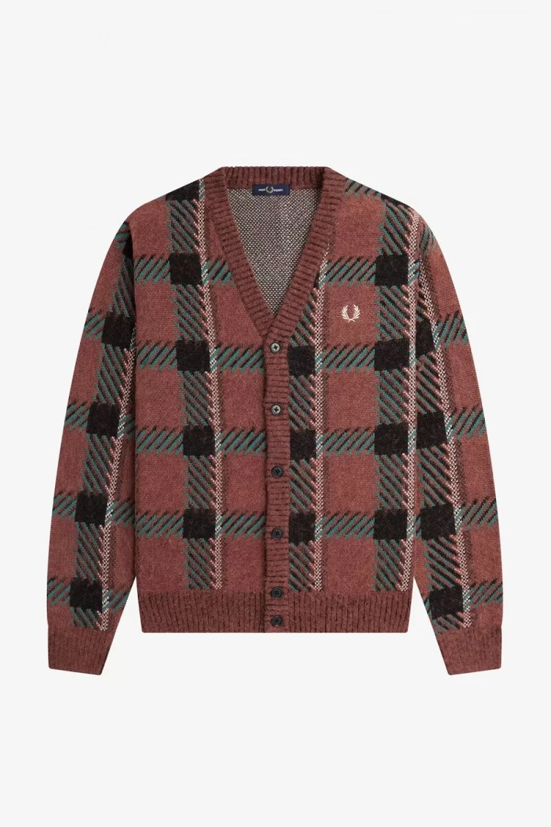 fred perry glitch tartan herr kofta whisky brun