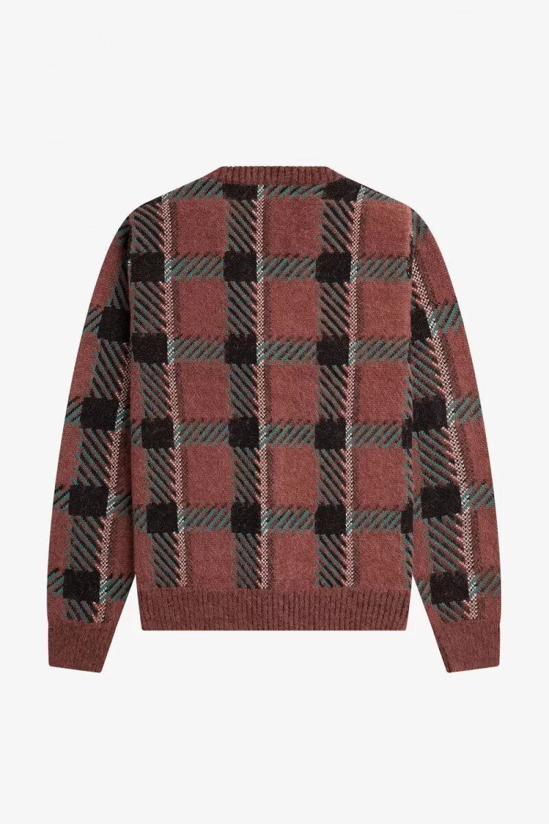 fred perry glitch tartan herr kofta whisky brun