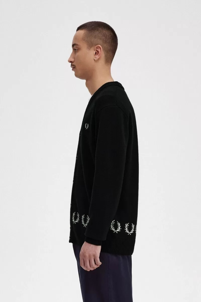 fred perry laurel wreath trim herrkofta svart