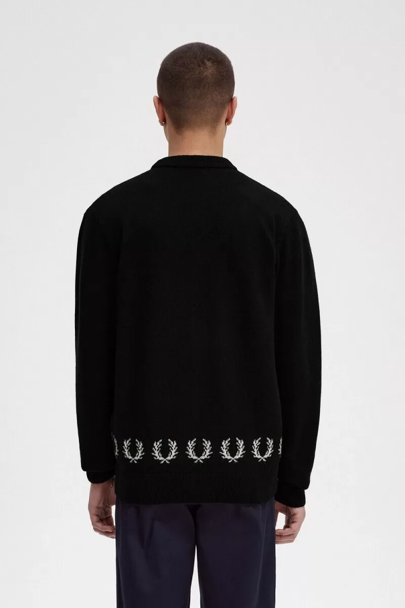 fred perry laurel wreath trim herrkofta svart