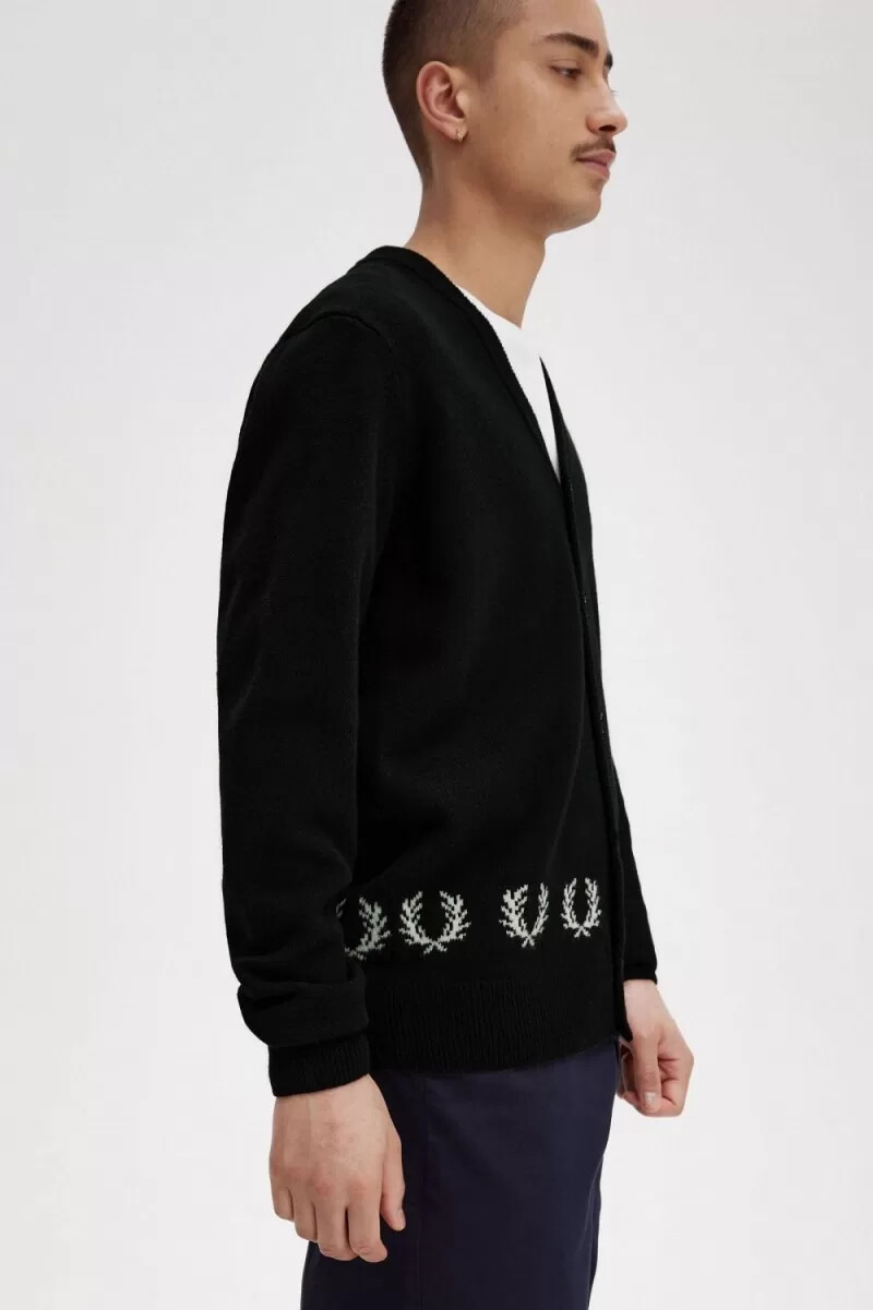 fred perry laurel wreath trim herrkofta svart