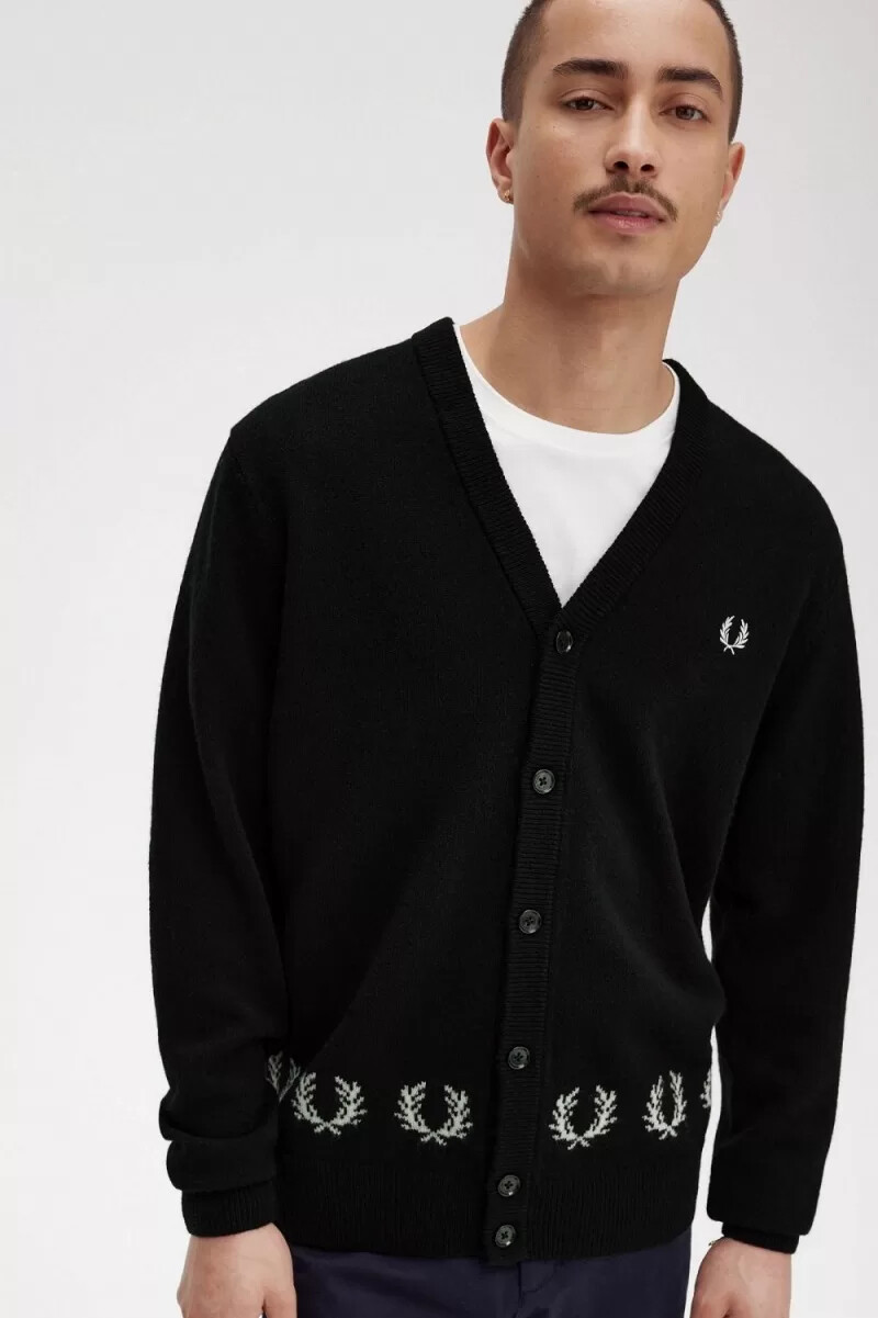 fred perry laurel wreath trim herrkofta svart