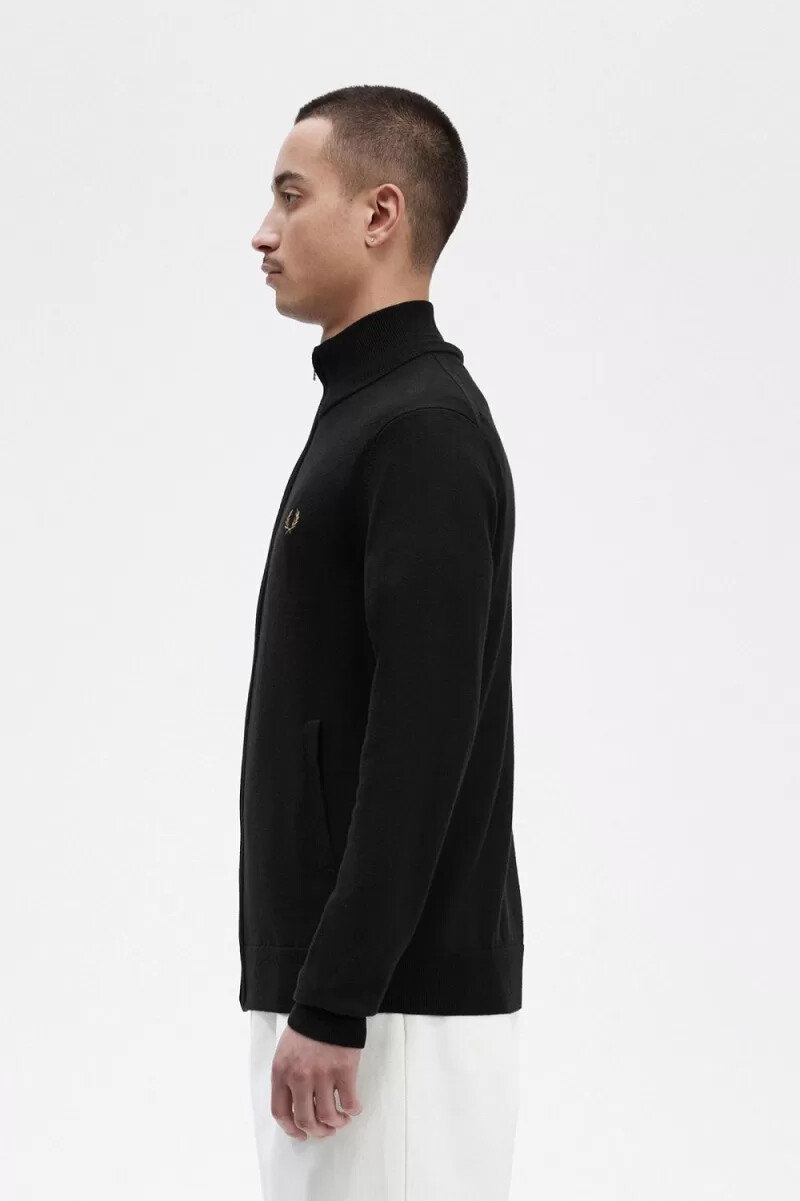 fred perry classic zip through herrkofta svart