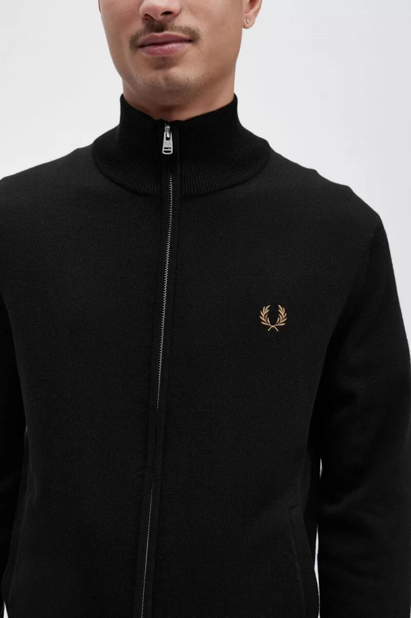 fred perry classic zip through herrkofta svart