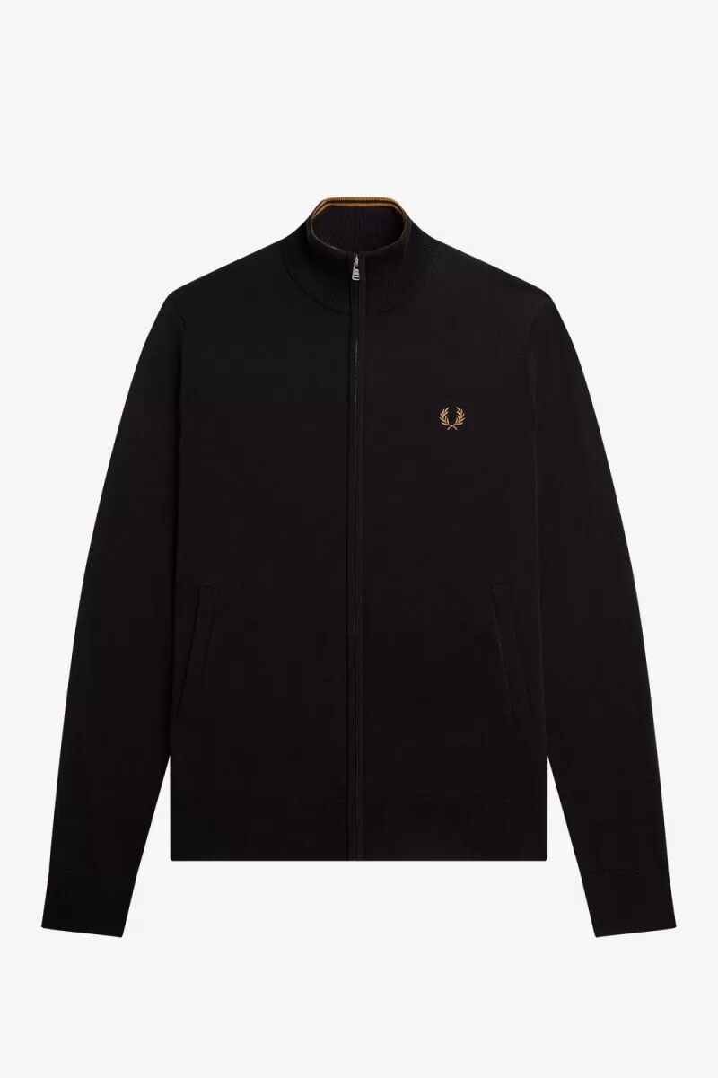 fred perry classic zip through herrkofta svart