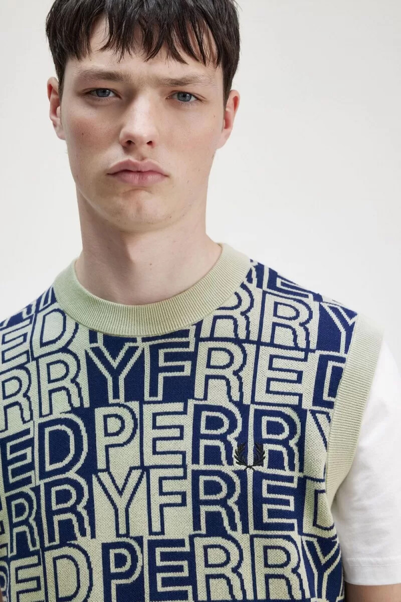fred perry block graphic herrlinnen mintgrön