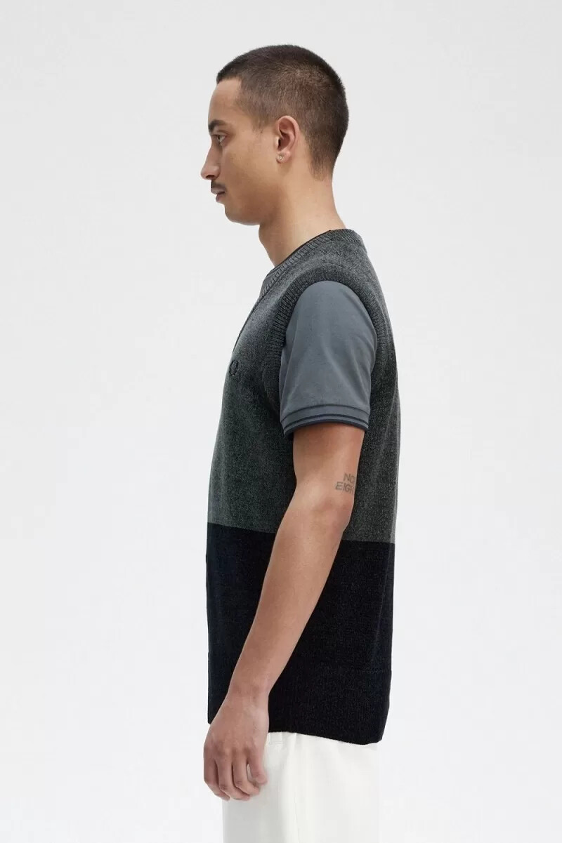 fred perry färgblock chenille herrlinnen field green