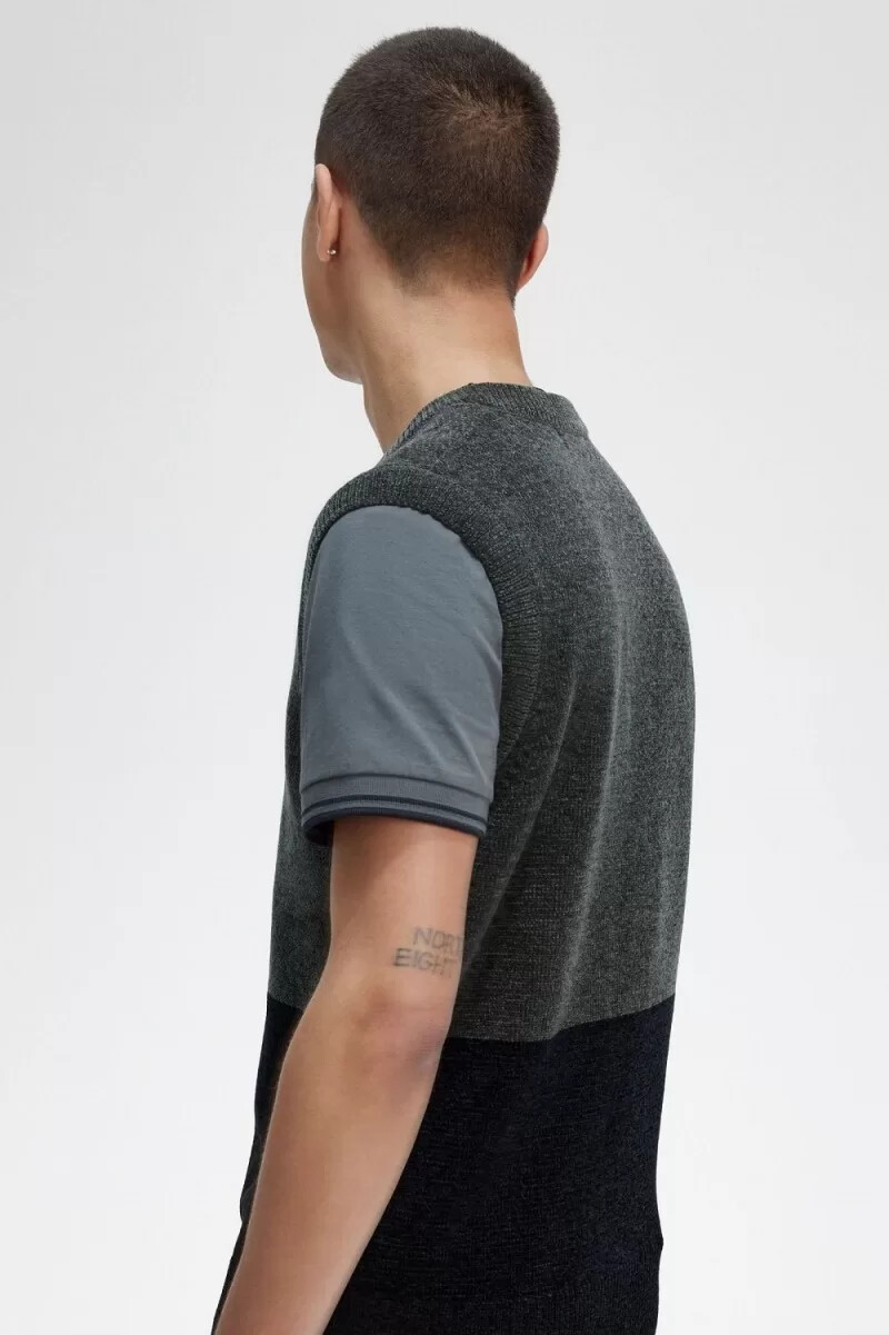 fred perry färgblock chenille herrlinnen field green