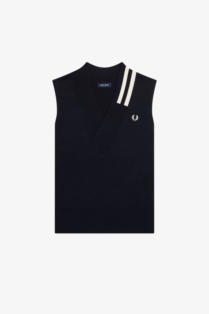 fred perry tipped v-neck stickade herrlinnen marinblå