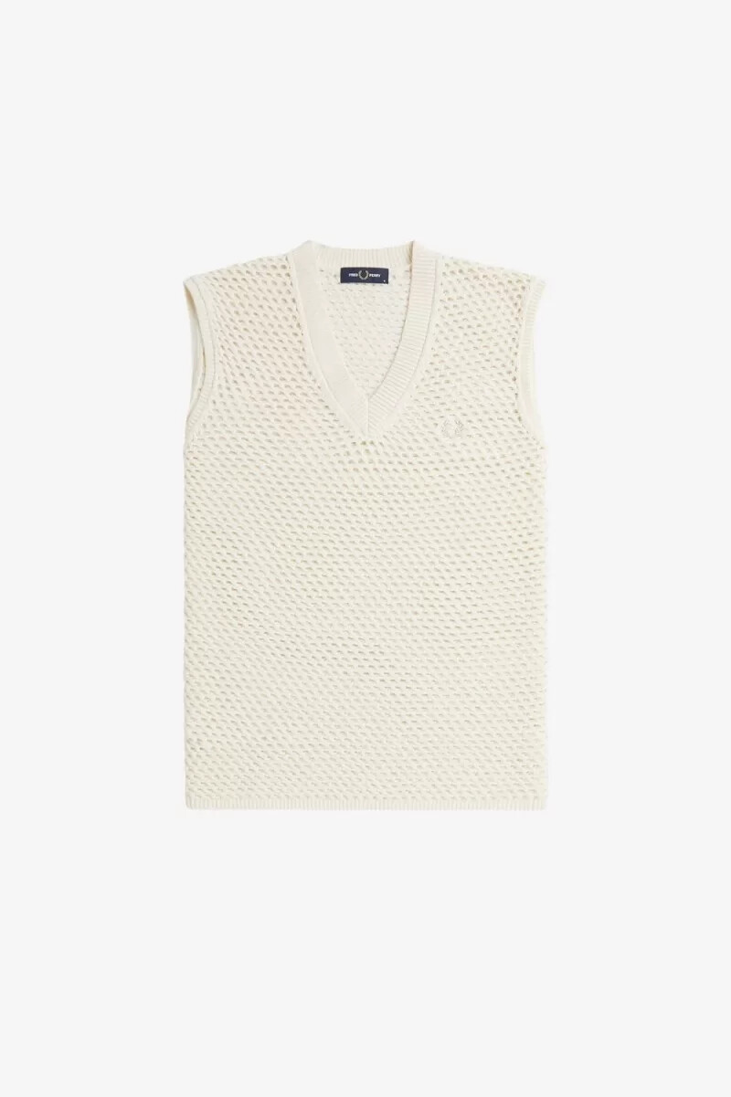fred perry lace knit herrlinnen beige