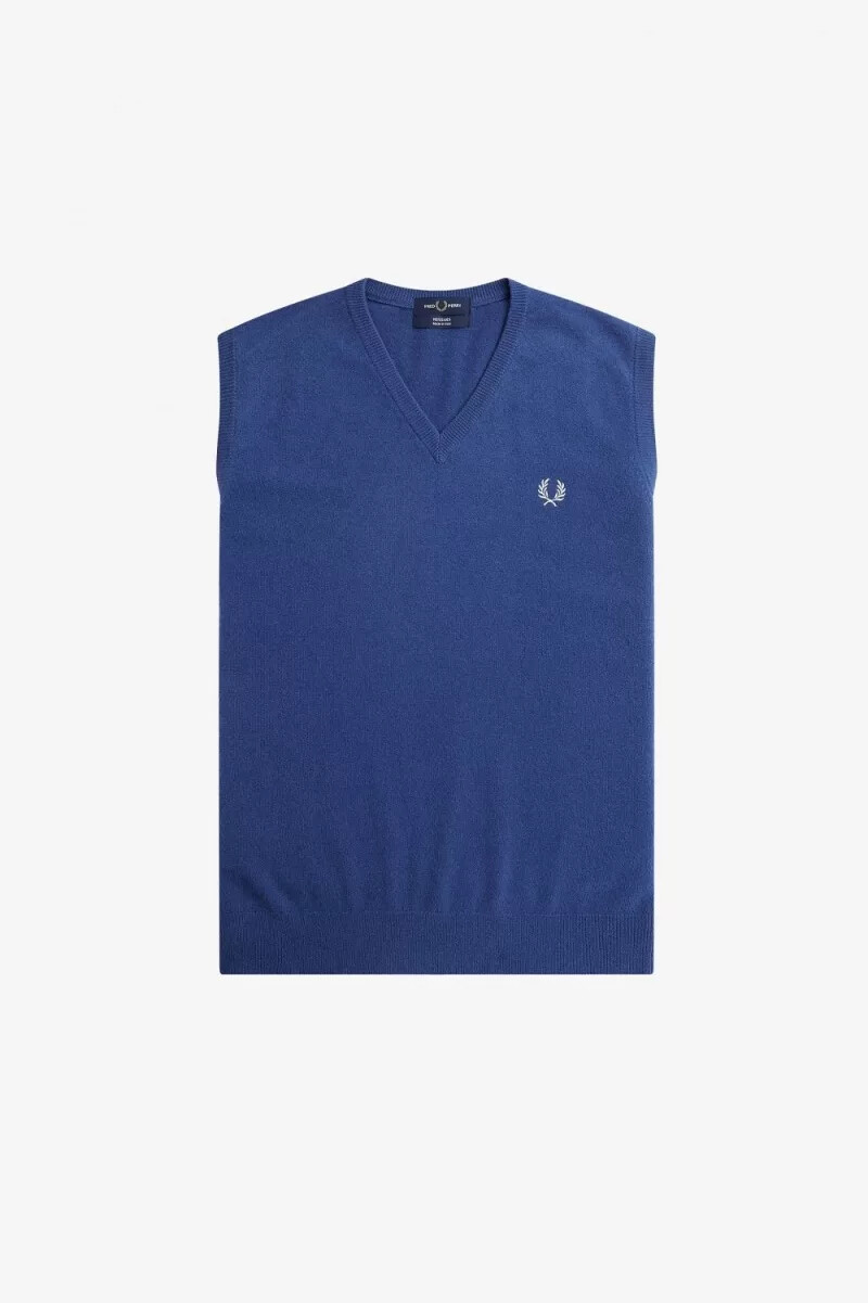 fred perry lambswool herrlinnen koboltblå