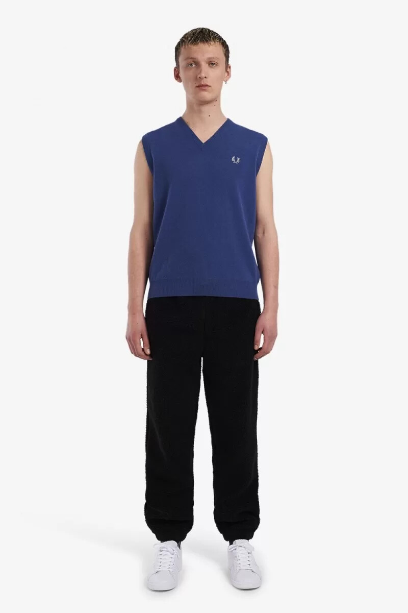 fred perry lambswool herrlinnen koboltblå
