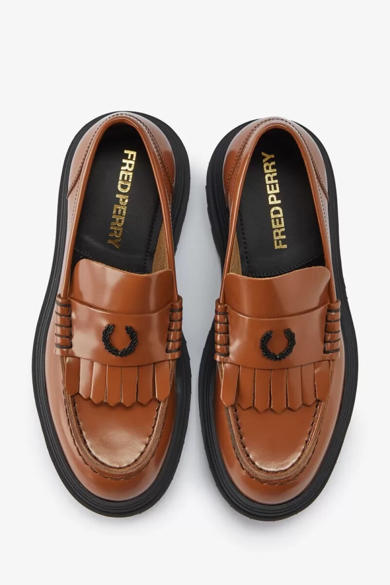 fred perry läder herrloafers bruna