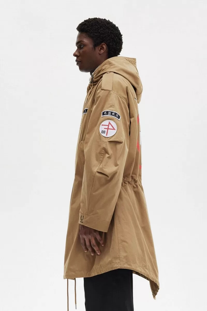 fred perry mönstrad herrparkas grön
