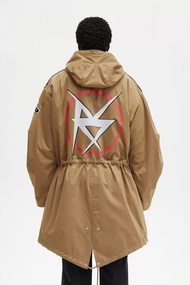 fred perry mönstrad herrparkas grön