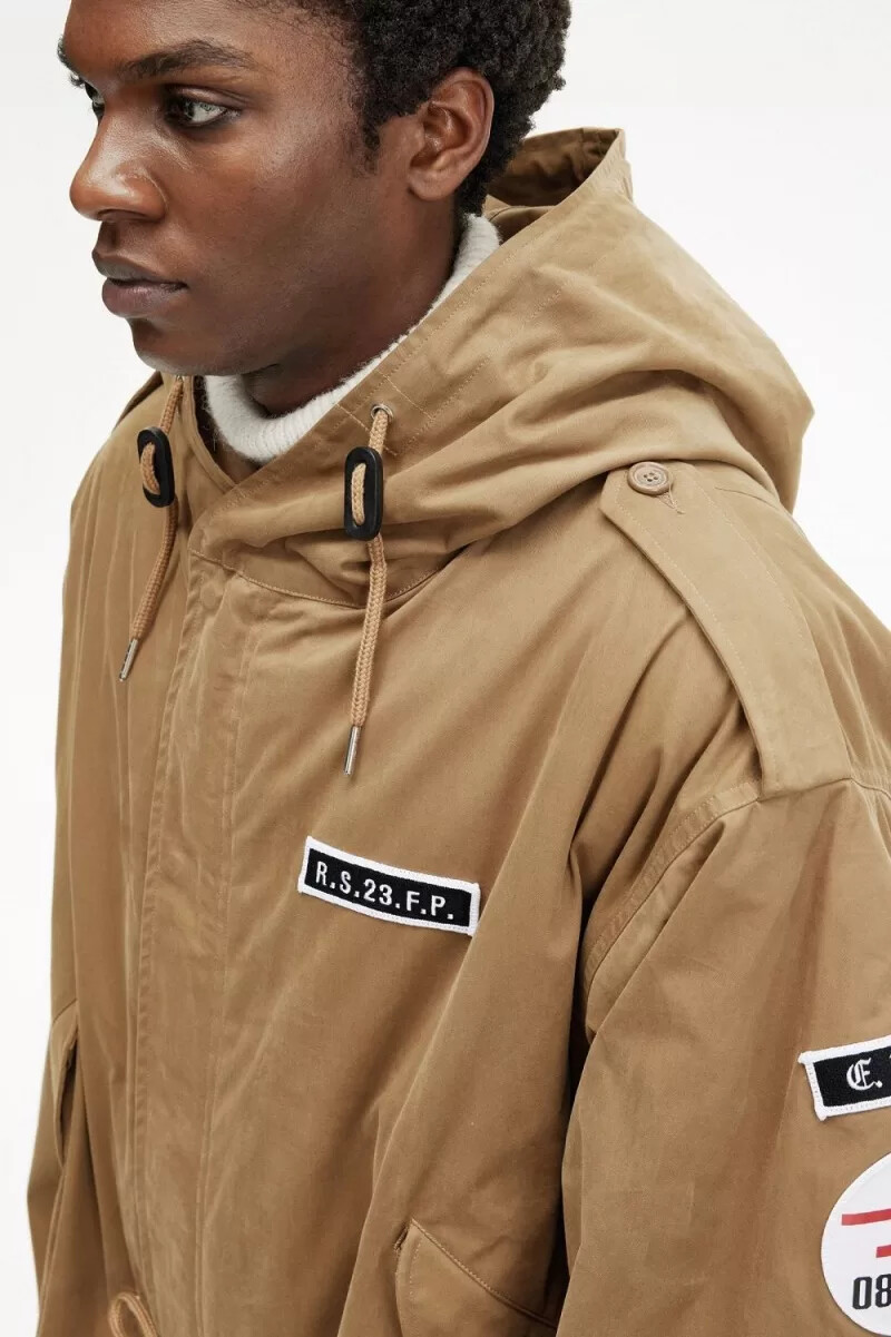 fred perry mönstrad herrparkas grön
