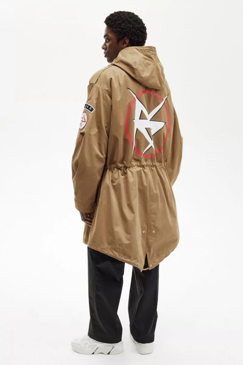 fred perry mönstrad herrparkas grön