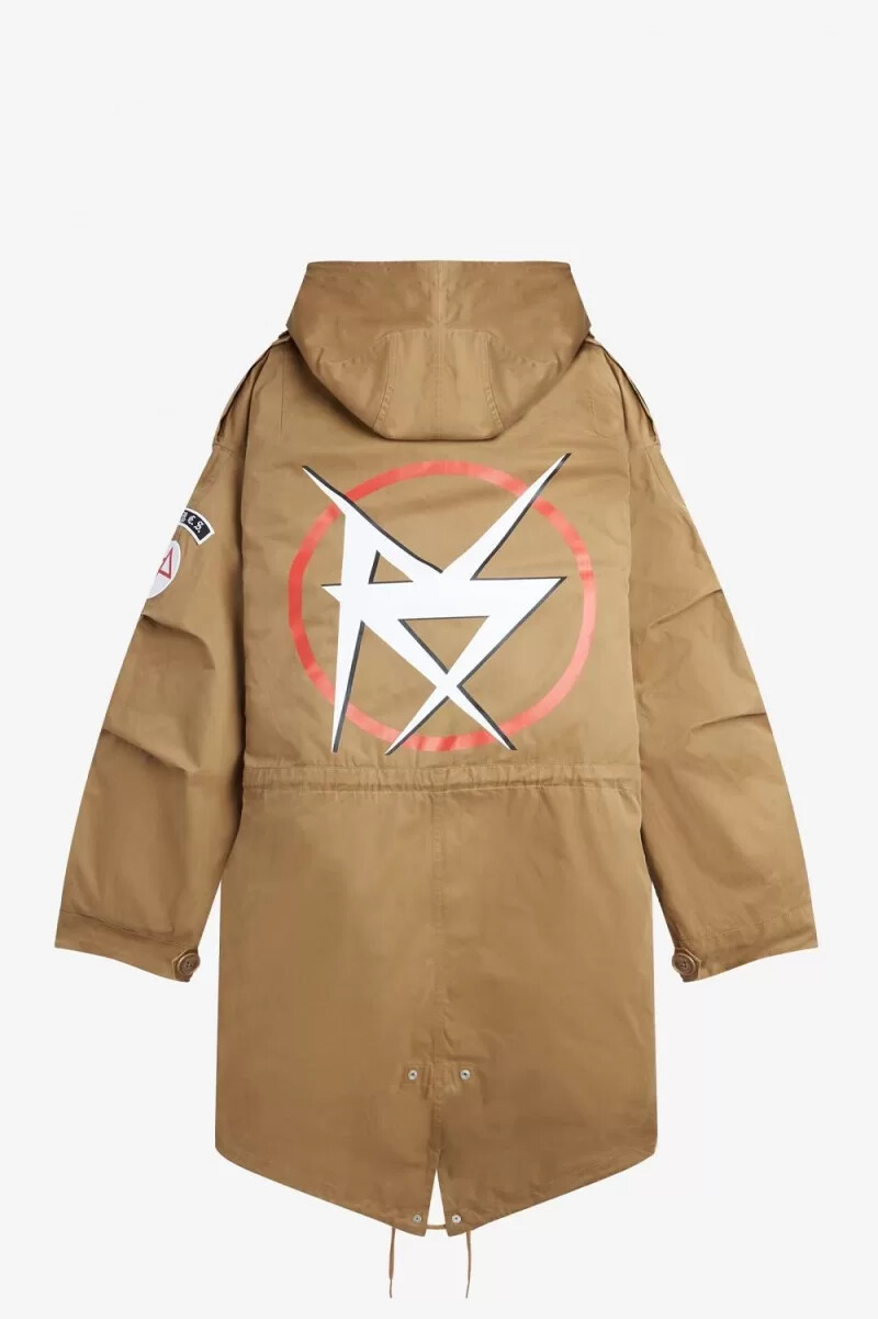 fred perry mönstrad herrparkas grön
