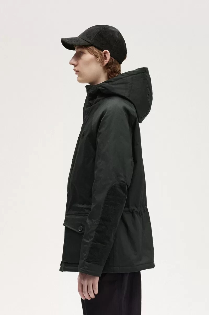 fred perry short snorkel herrparkas nattgrön