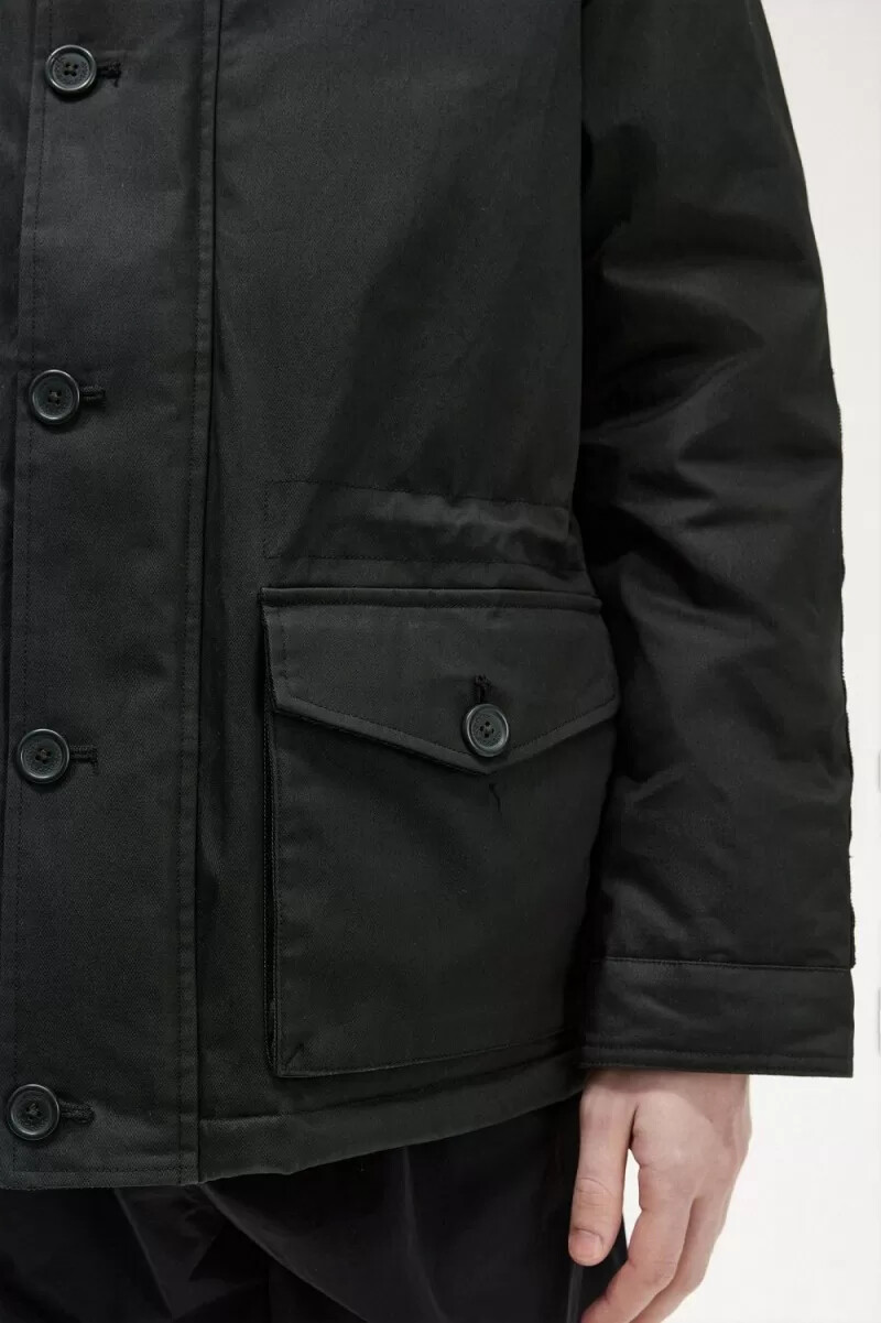 fred perry short snorkel herrparkas nattgrön