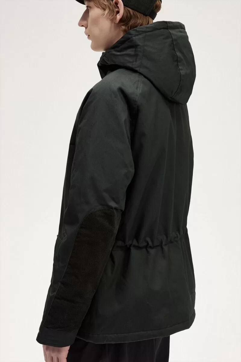 fred perry short snorkel herrparkas nattgrön