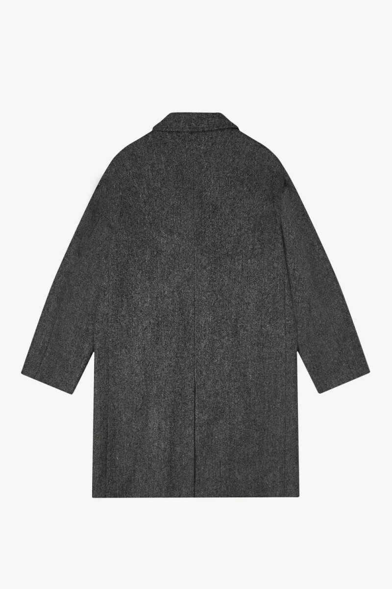 fred perry dubbelknäppt herrparkas svart
