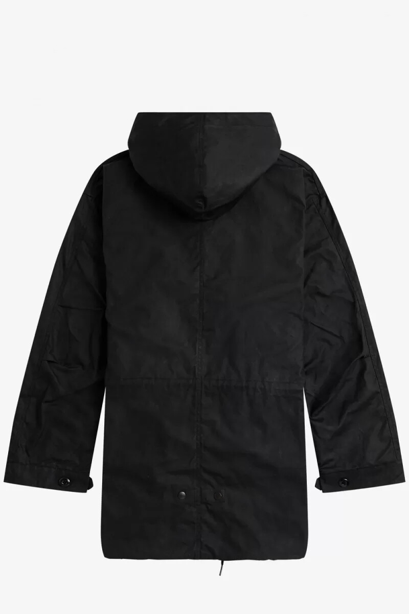 fred perry vaxad bomull herrparkas svart