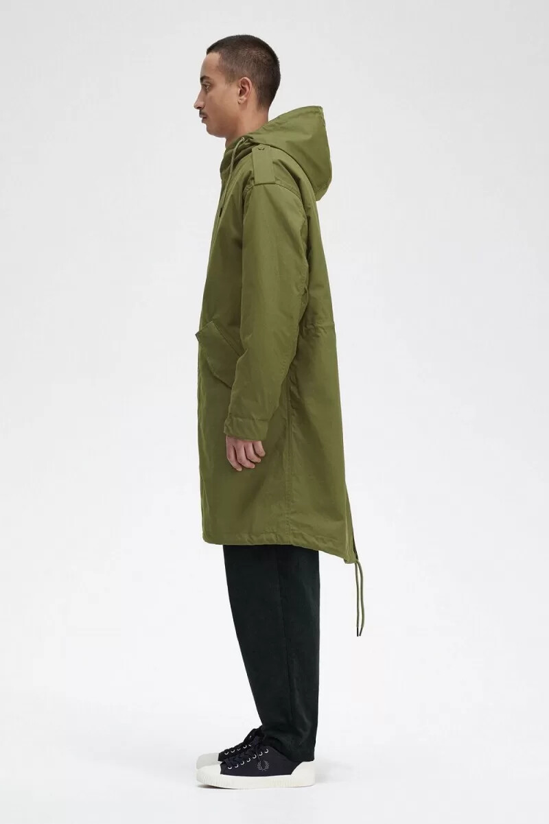 fred perry herrparkas med fuskpälsfoder grön