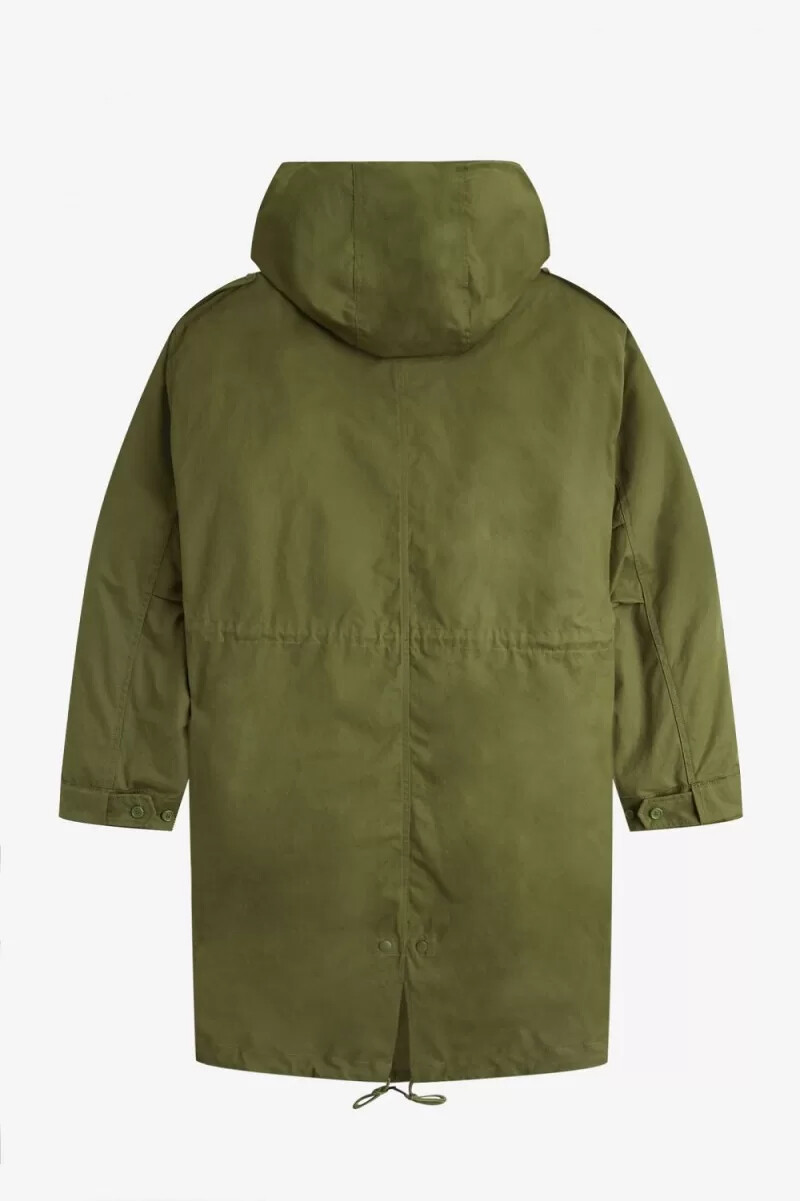 fred perry herrparkas med fuskpälsfoder grön