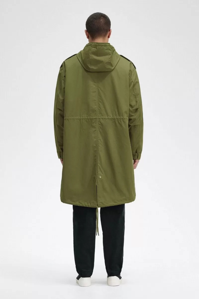 fred perry herrparkas med fuskpälsfoder grön