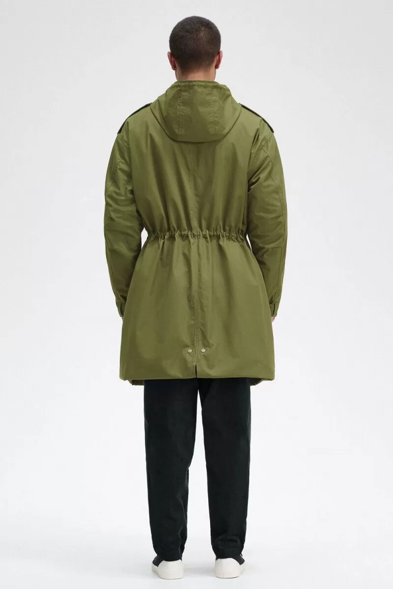 fred perry herrparkas med fuskpälsfoder grön