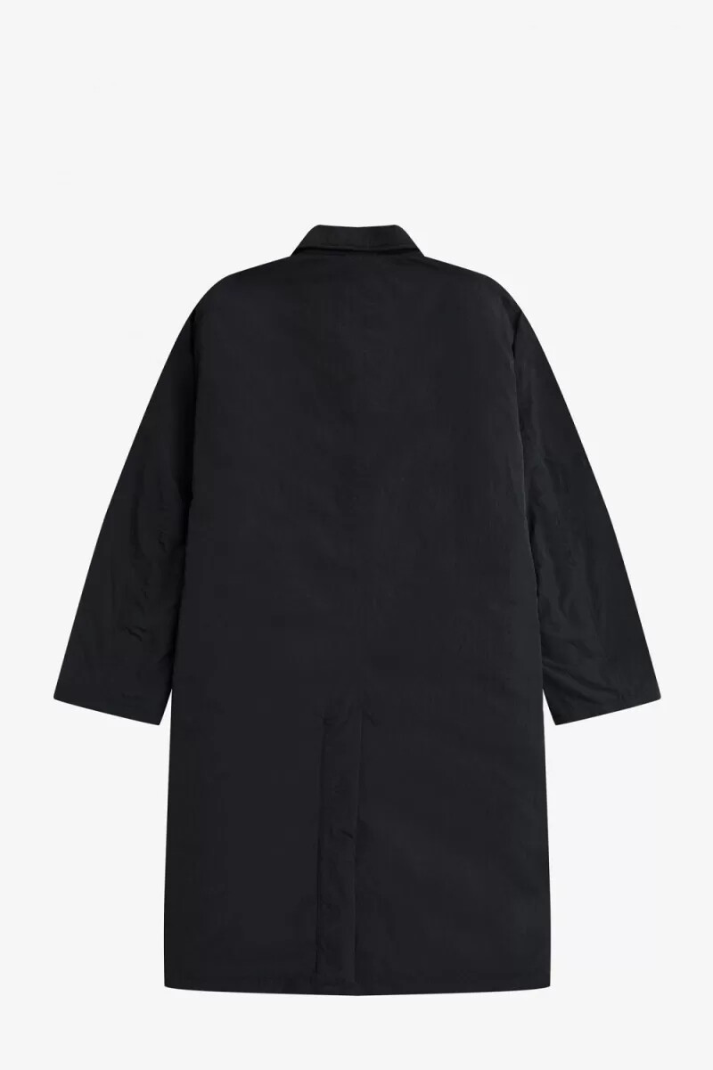 fred perry button through mac herrparkas svart